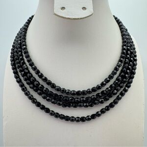 Vintage 1950s Laguna Black Austrian Crystal 4-Strand Necklace